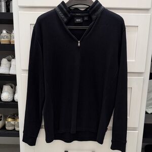 BOSS Men's Zip-Up Black Sweater